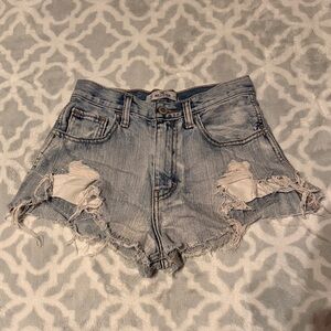 Hollister Light Blue Distressed Jean Shorts